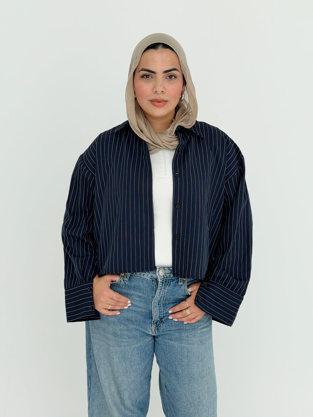 Salt Air crop shirt in Navy