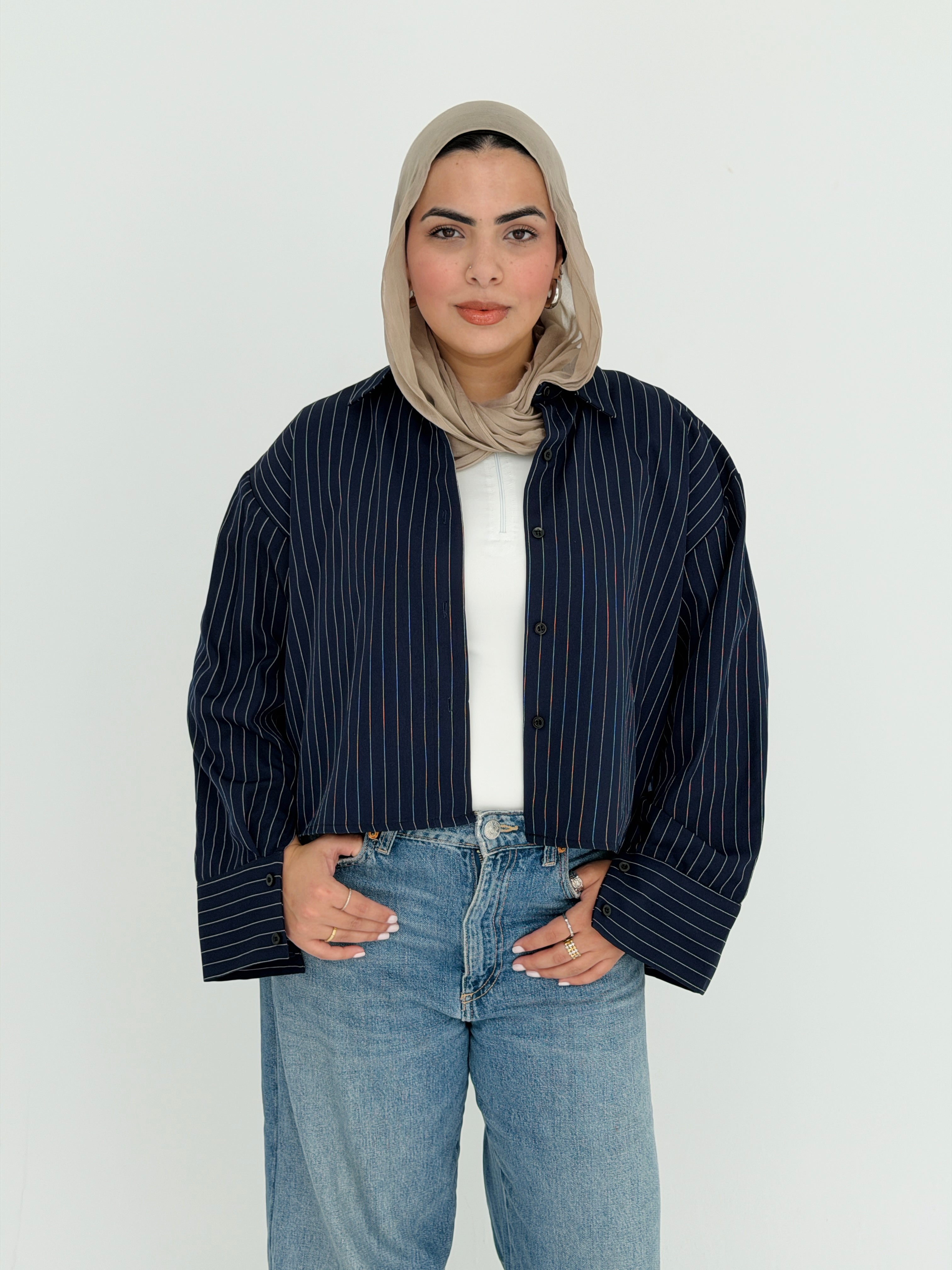 Salt Air crop shirt in Navy