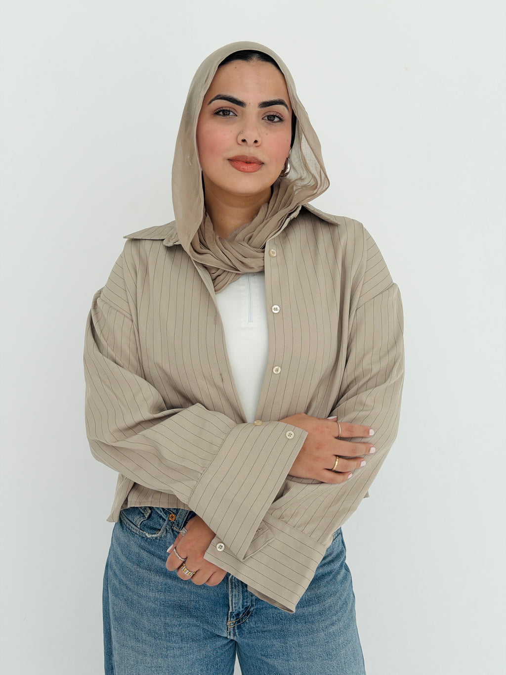 Salt Air crop shirt in Beige