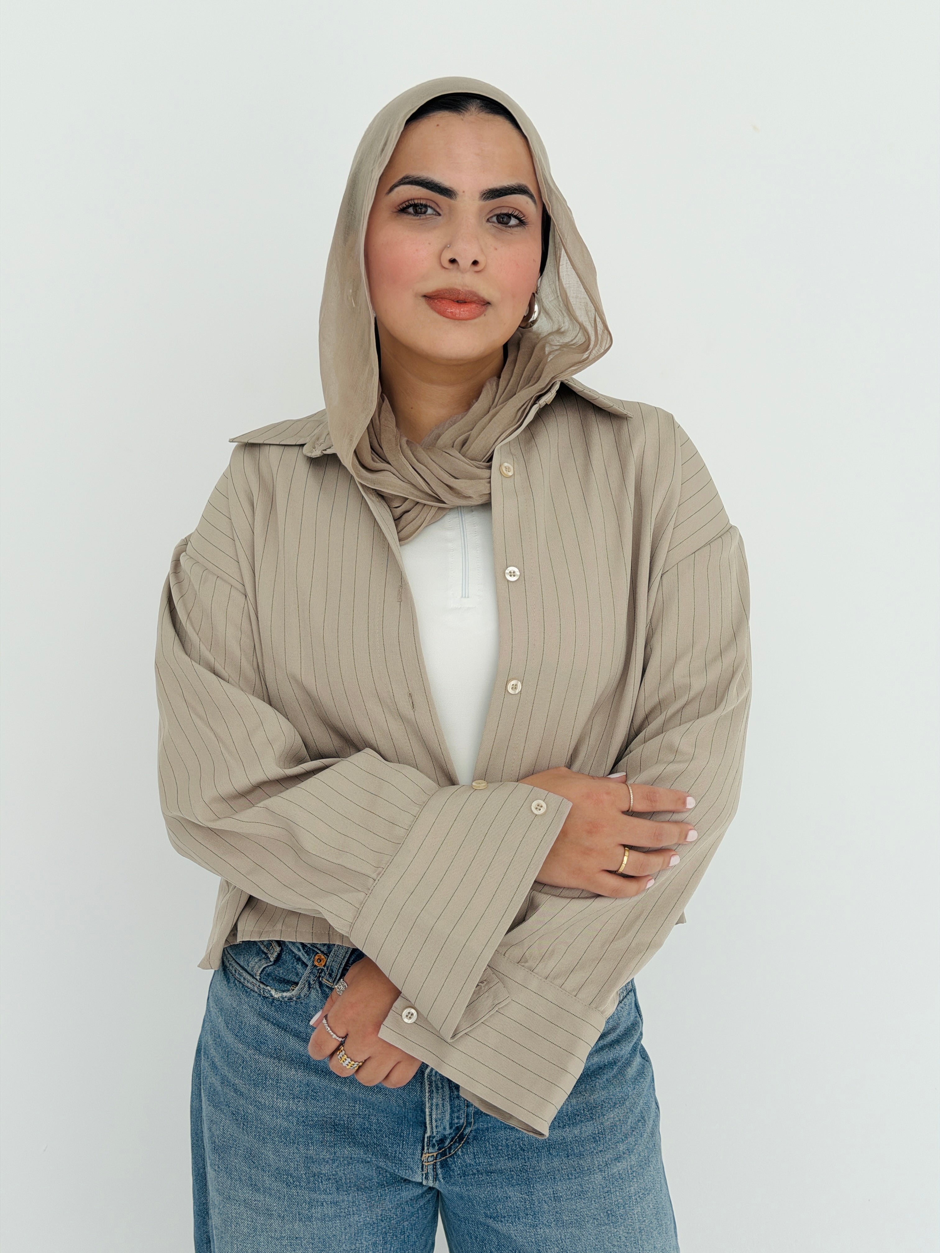 Salt Air crop shirt in Beige