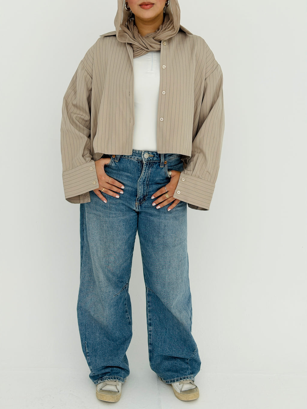 Salt Air crop shirt in Beige