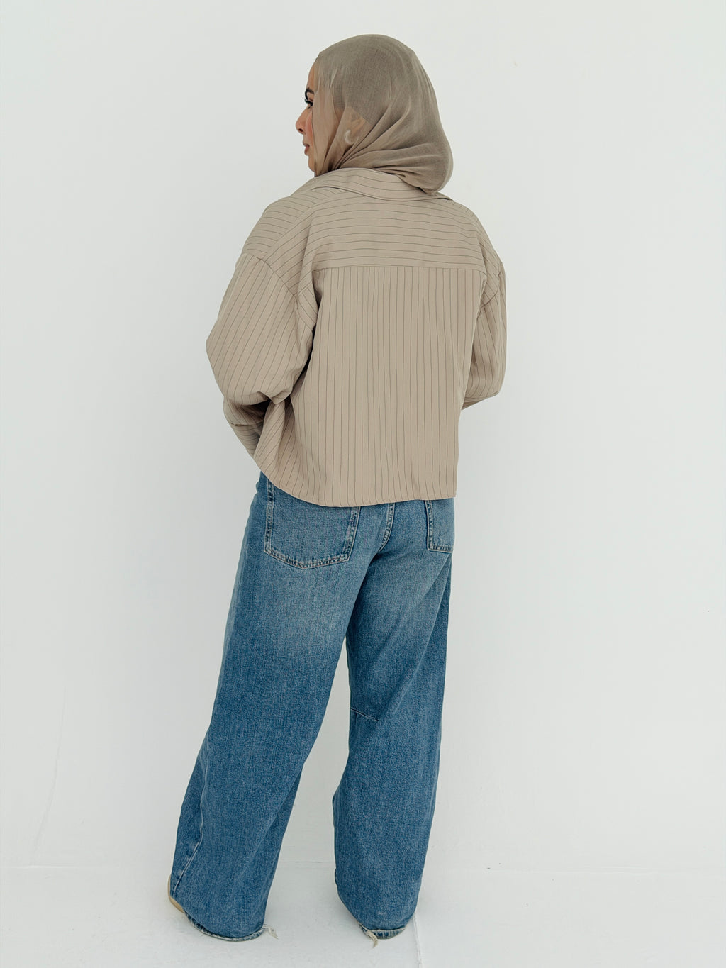 Salt Air crop shirt in Beige