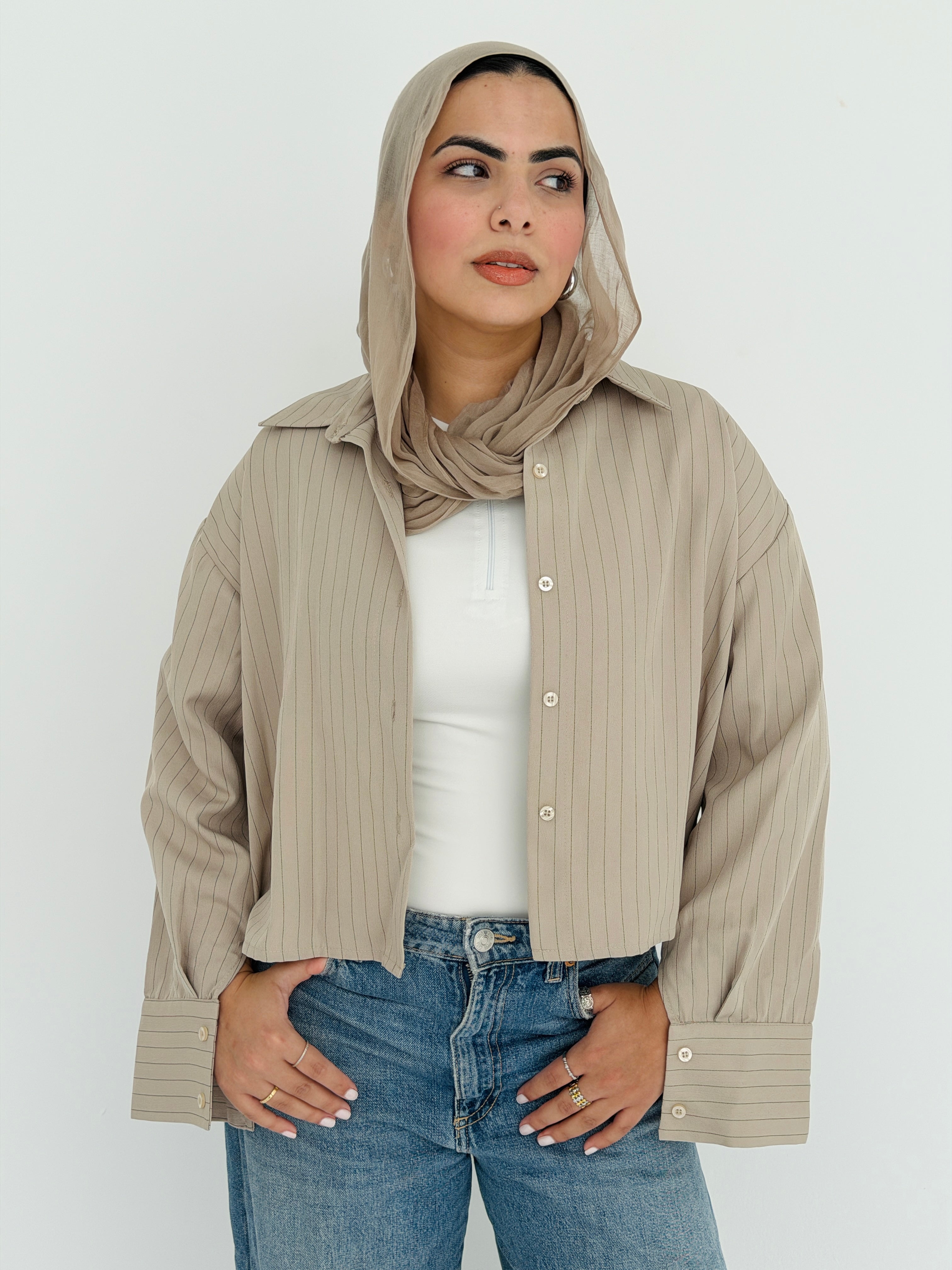 Salt Air crop shirt in Beige