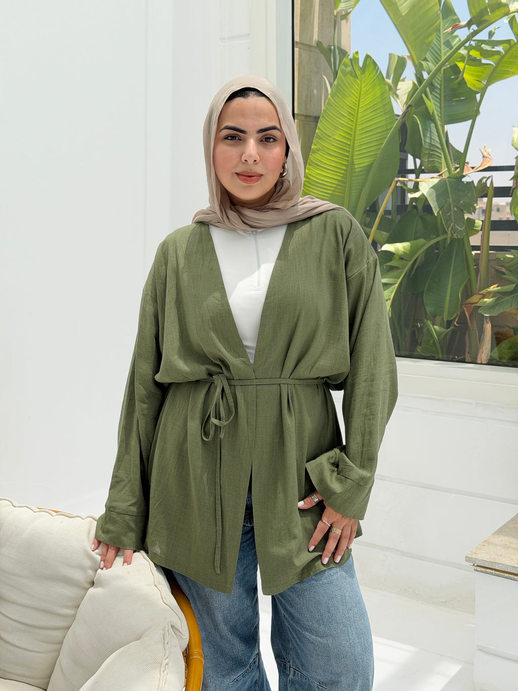 SOLENE Cardigan in Olive