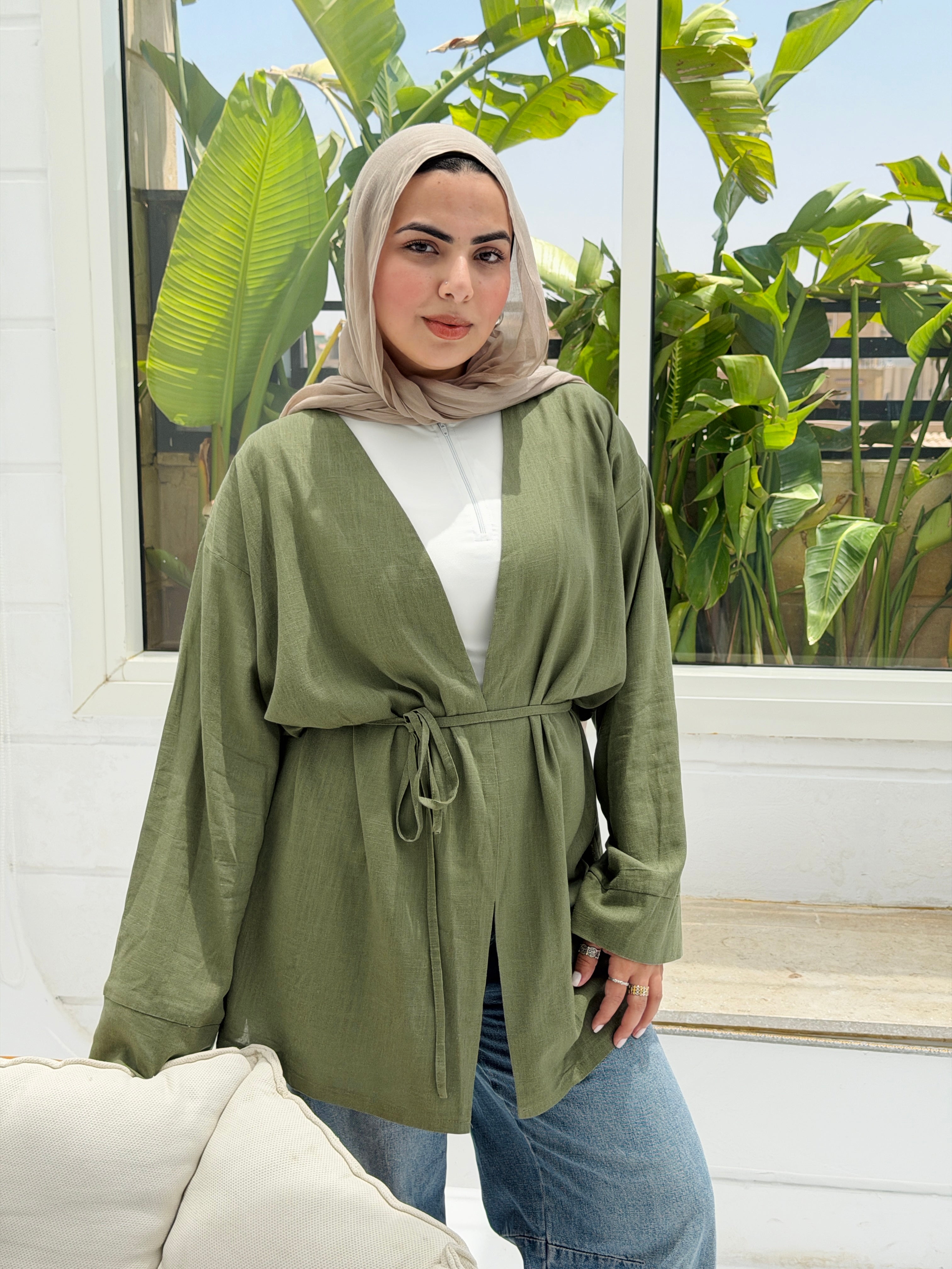 SOLENE Cardigan in Olive